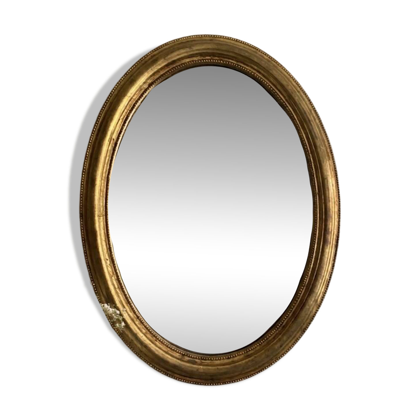 Antique oval gold mirror in Louis XVI style - beautiful patina.