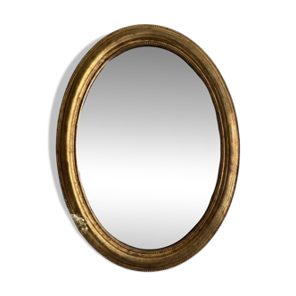 Antique oval gold mirror in Louis XVI style - beautiful patina.