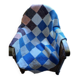 Hand knitted patchwork plaid