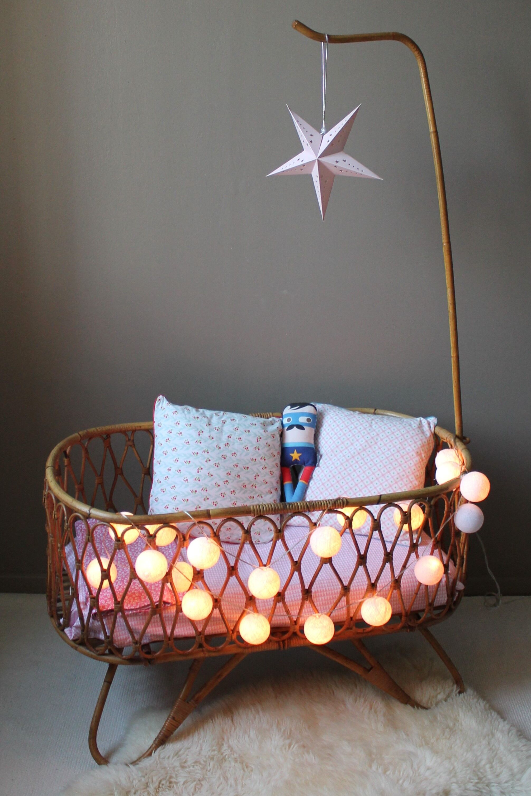 Vintage rattan cradle