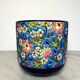 Longwy enamel cachepot, royal blue cloisonné decoration (16 cm)
