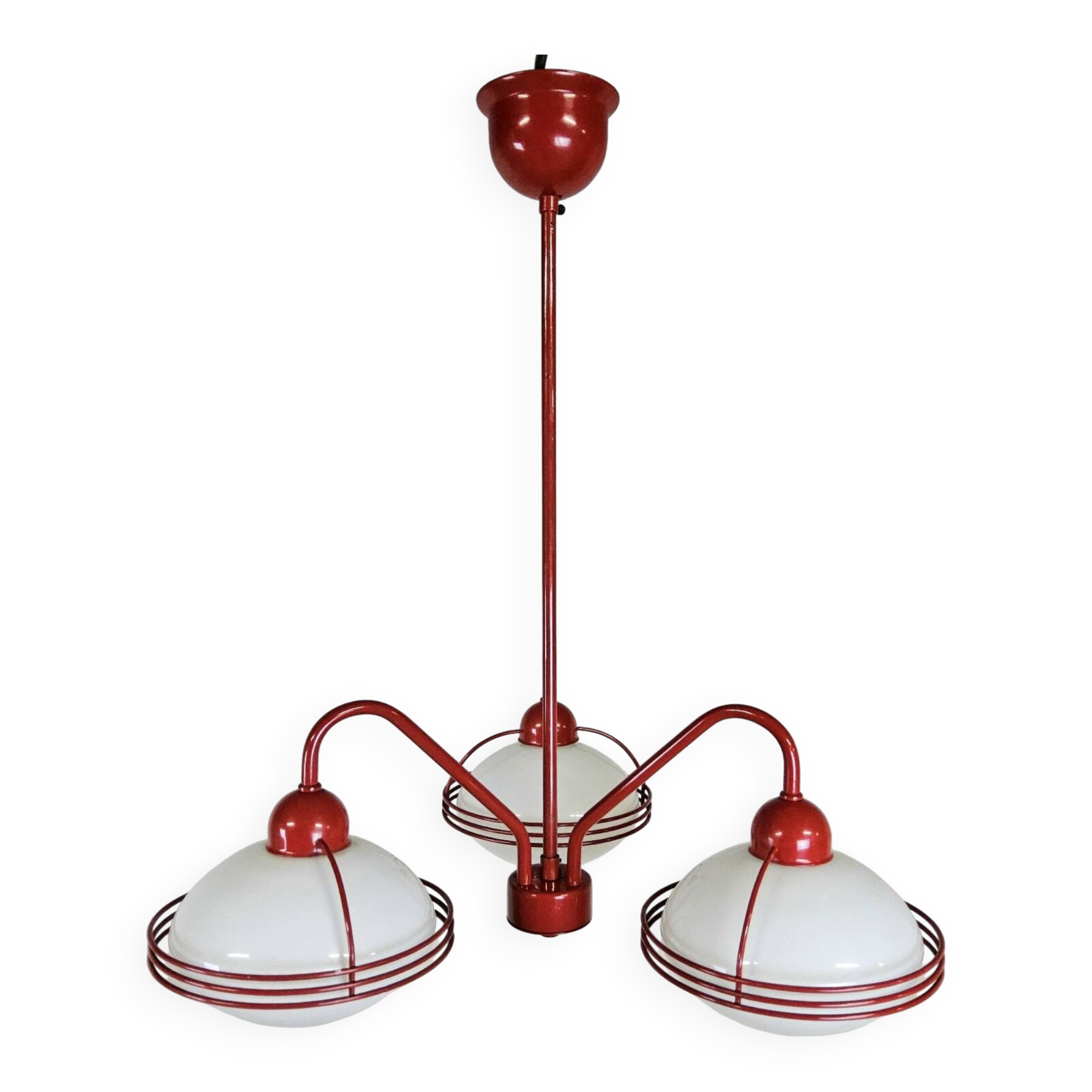 Lampe pendentif vintage rouge de l'ère spatiale / lustre (Stilnovo) Sputnik