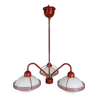 Vintage red Space Age pendant lamp / chandelier (Stilnovo) Sputnik