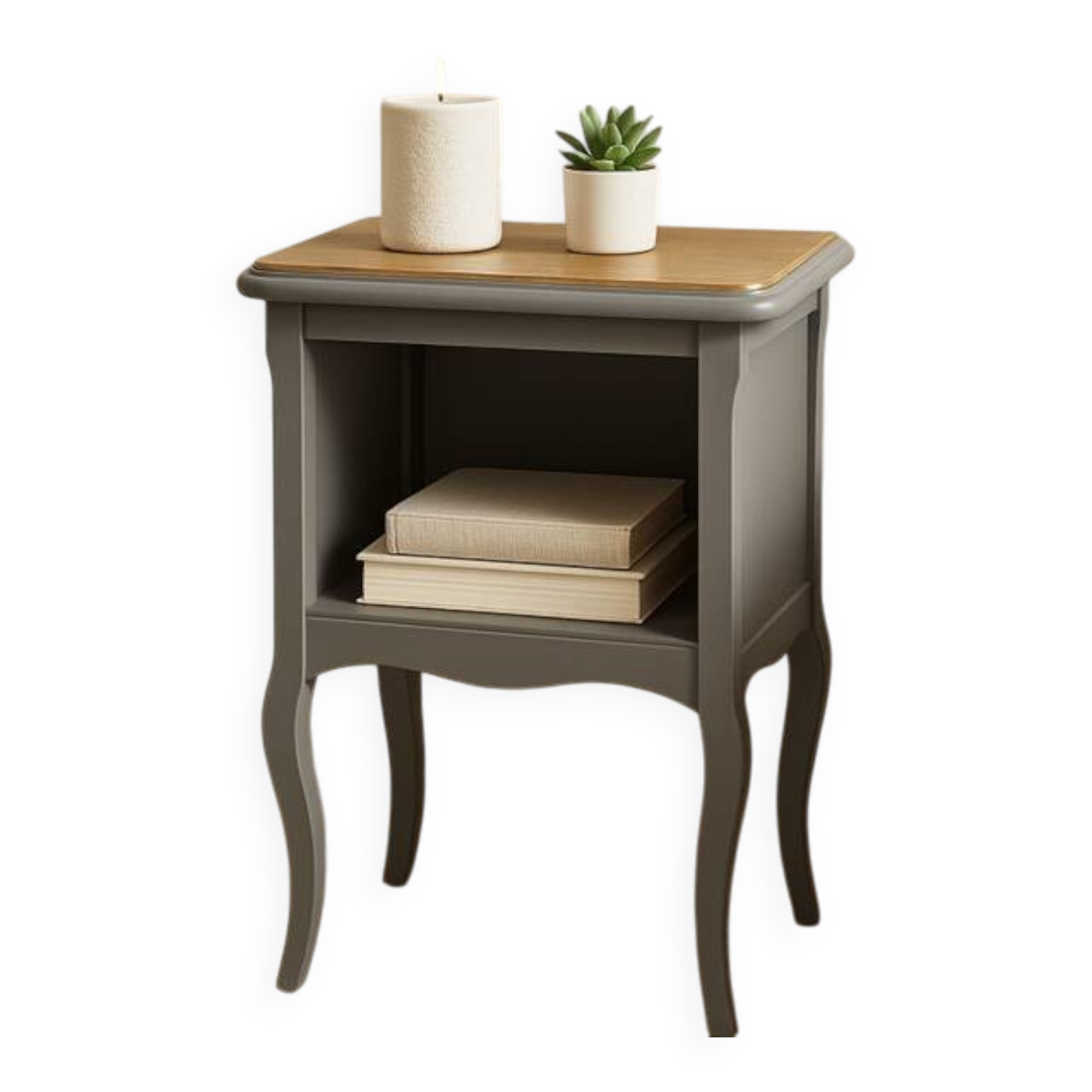 Petite table d'appoint unique en bois rénovée - style campagne chic