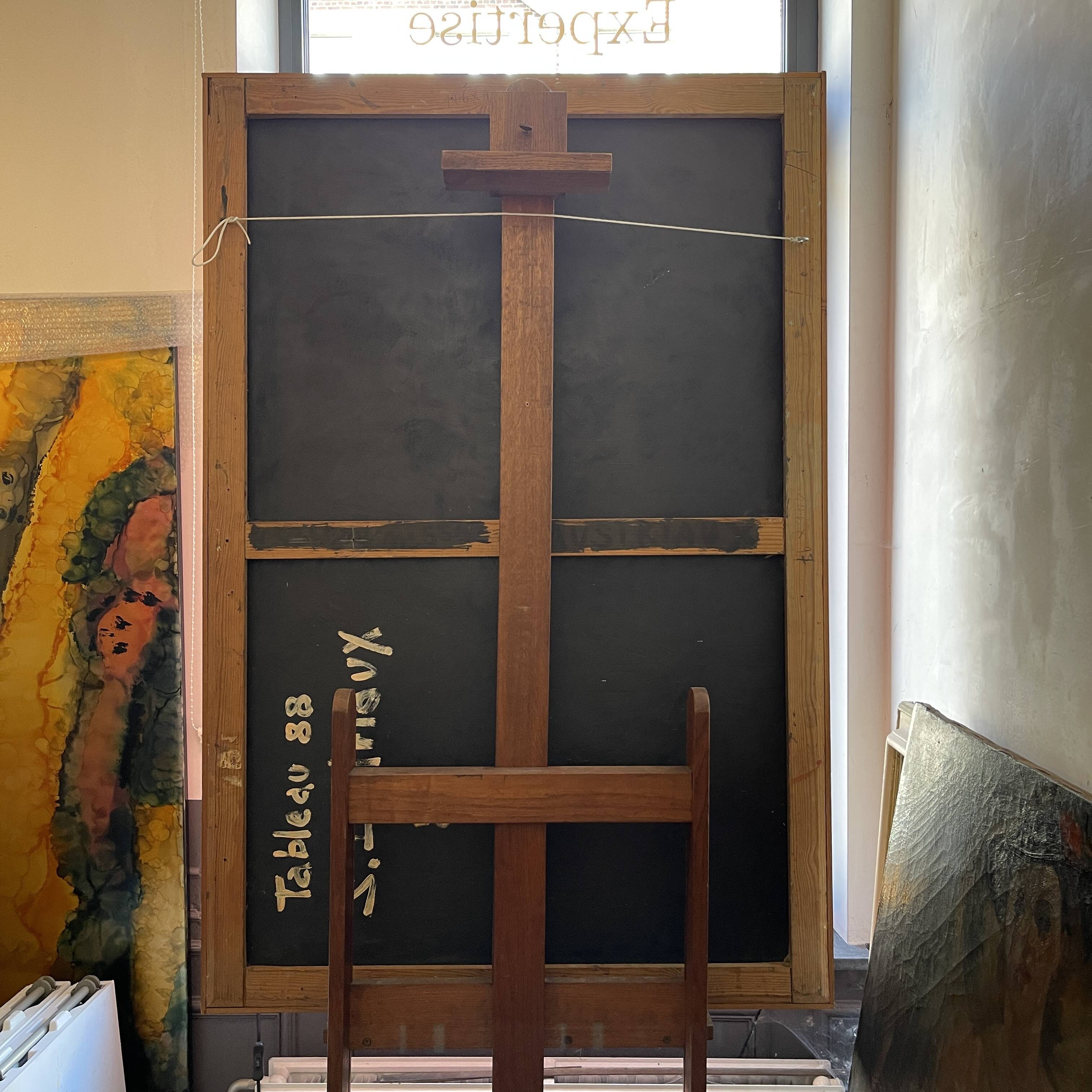 Tableau abstrait huile sur panneau, Serge Detriaux, ca 1988