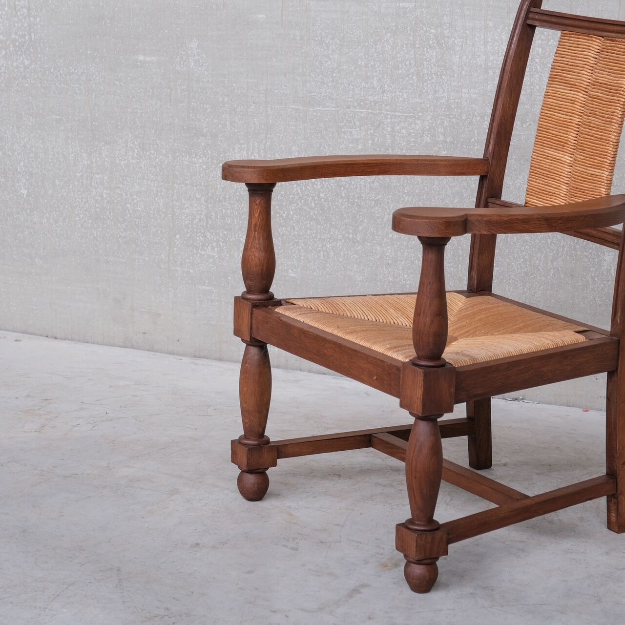 Pair of Mid-Century Rush French Armchairs