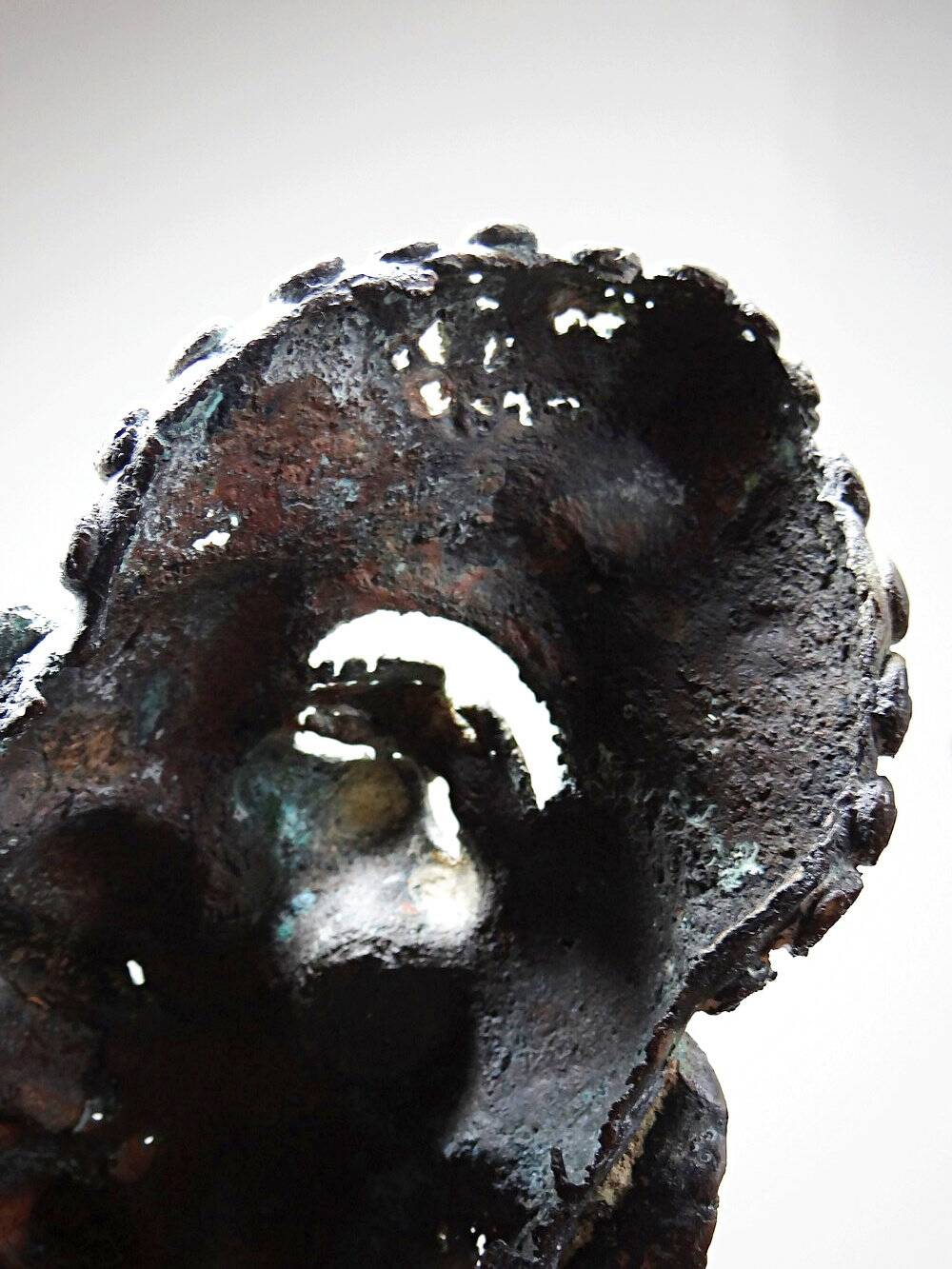 Vintage bronze African mask Bamoun, Cameroon