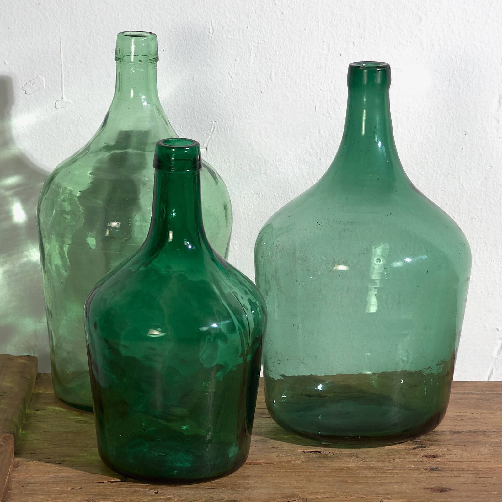 Antique green colored demiurge boxes (c.1920). Set of 3 pieces
