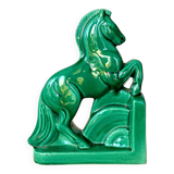 Horse bookend in green ceramic