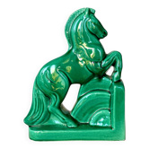 Serre-livre cheval en céramique vert