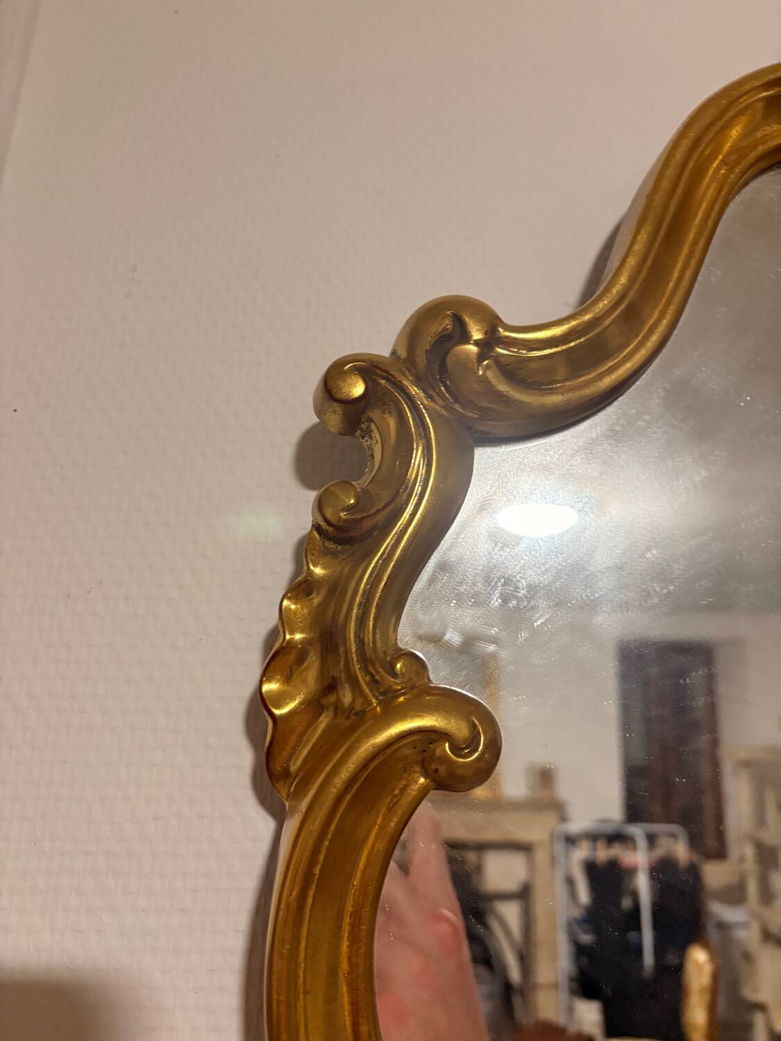 Antique Oval Wall Mirror Gold Louis XV Style Rocaille Rococo