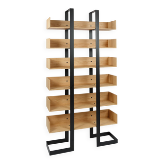 Severin library 3 oak and matte black steel