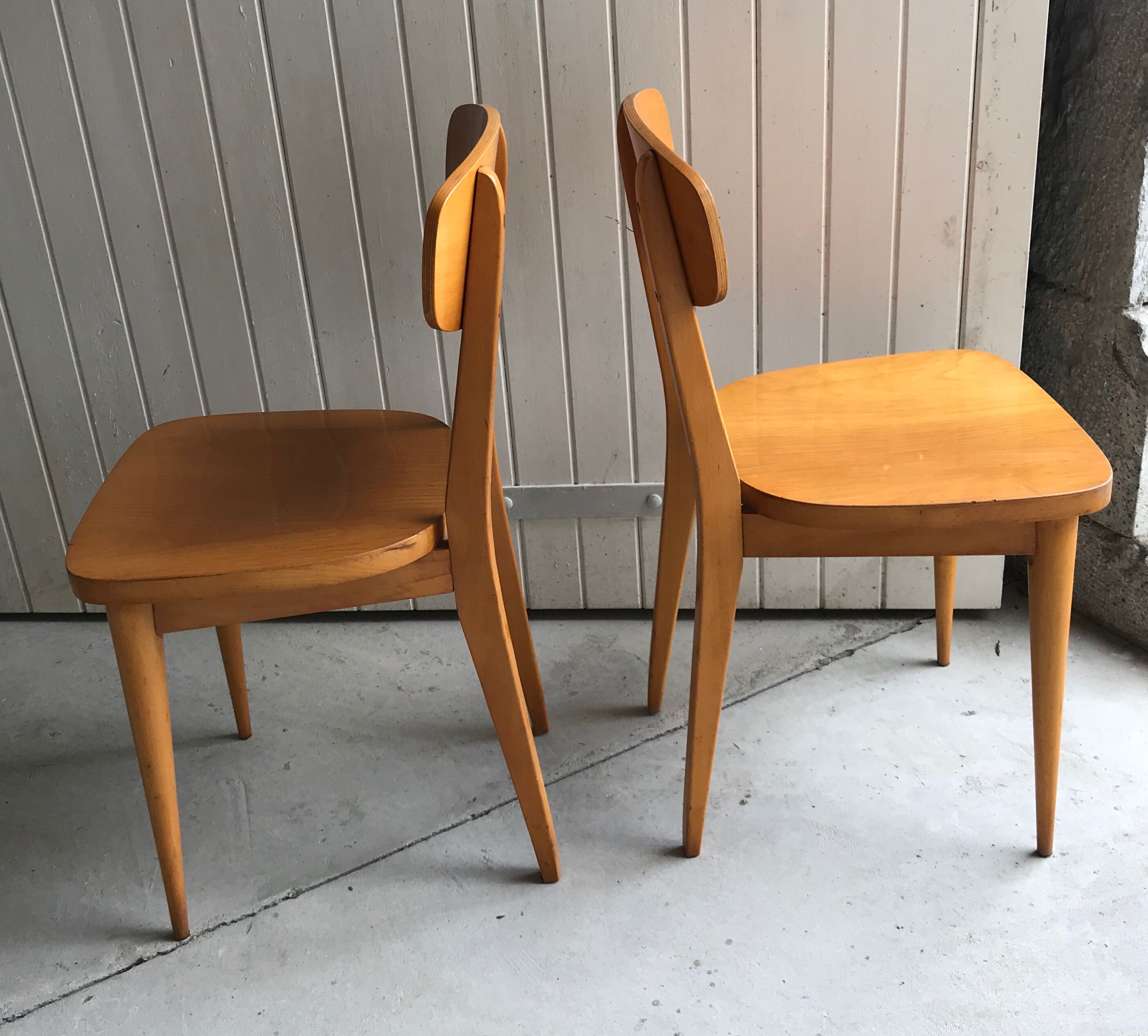 Set of four bistro chairs stamped Luterma