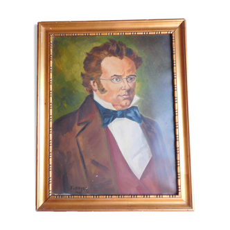 Portrait  de Franz Schubert signée Fv Heyer datée 1929