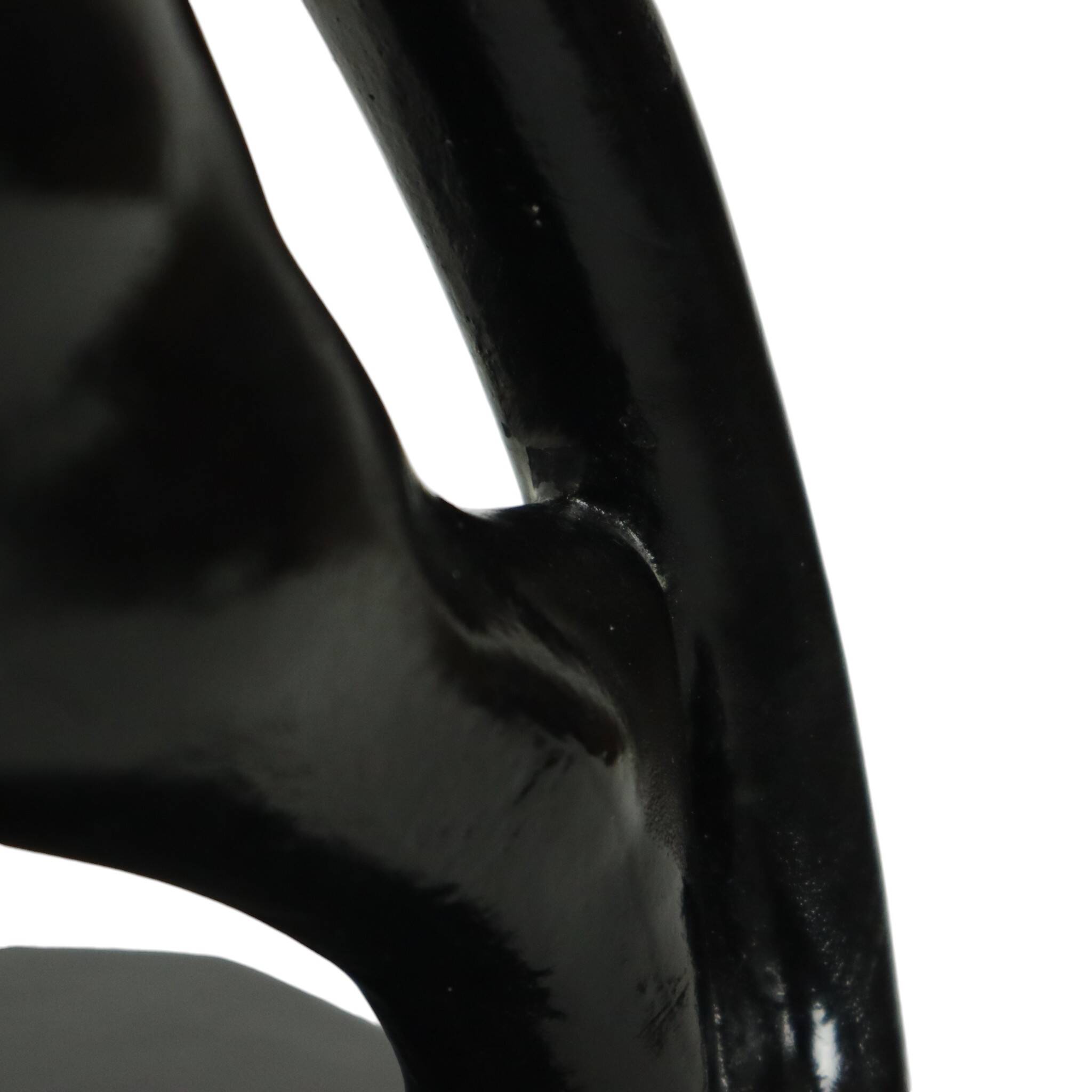 French Art Deco Style Panther Sculpture Black Lacquered Plaster 56cm