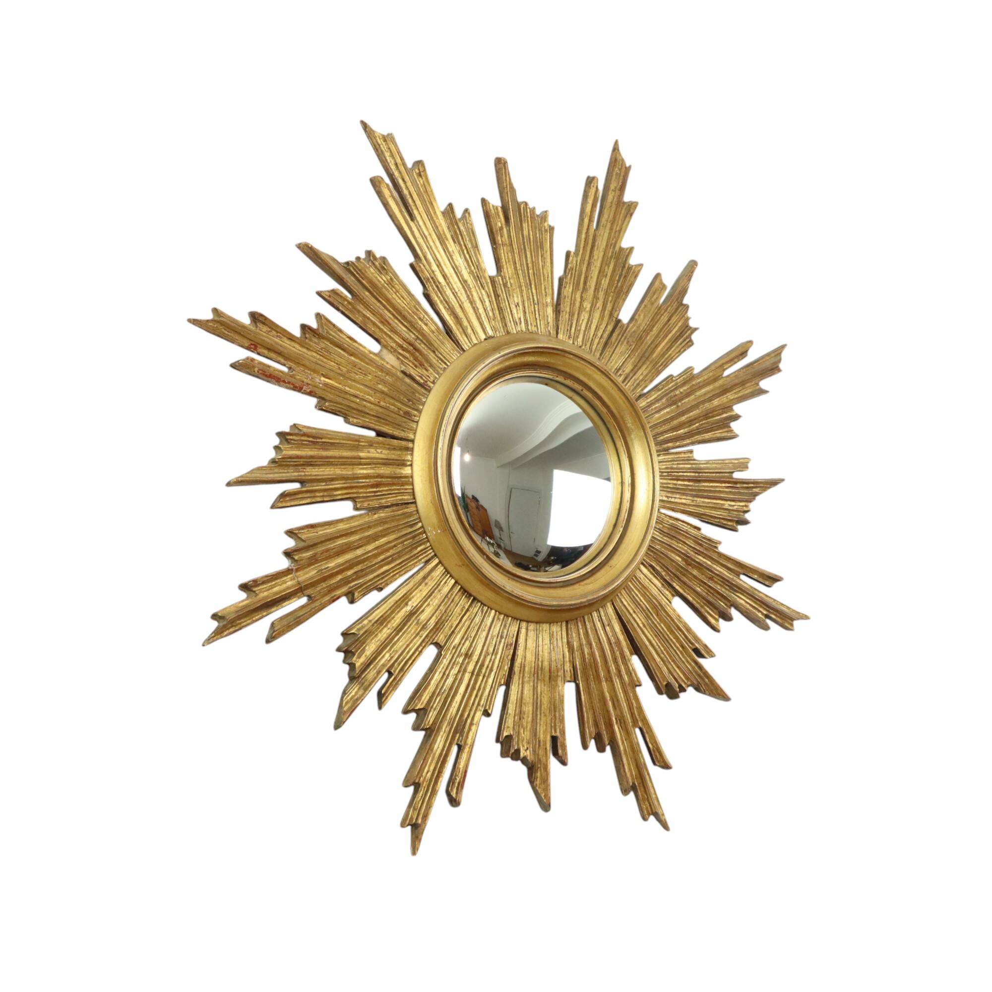 Large Wooden Sun Mirror Sunburst Deknudt Gold Leaf 70cm