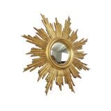 Large Wooden Sun Mirror Sunburst Deknudt Gold Leaf 70cm