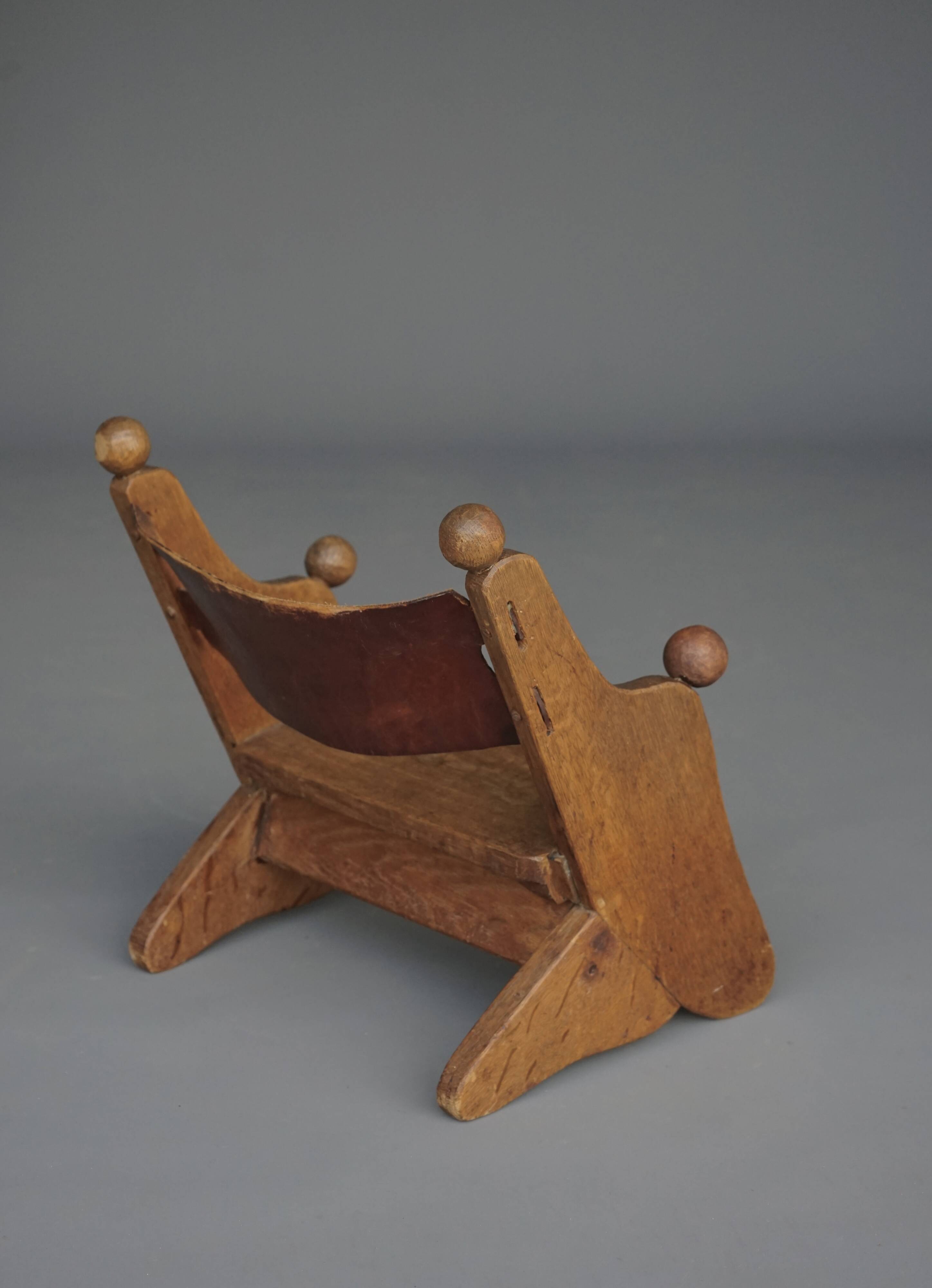 Vintage Childrens Oak Chair. 1930s