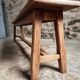 Vintage oak bench, solid wood dining bench, rustic farmhouse bench, French country style, circa 1950–1965.