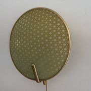 Pair of green plexiglass and gold metal wall lights by Erco, 1950s, Germany.