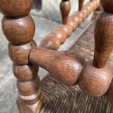 Antique Bobbin armchair with straw seat
