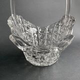 Old basket pocket emptier in transparent glass - Libochovice glassworks - Czechoslovakia