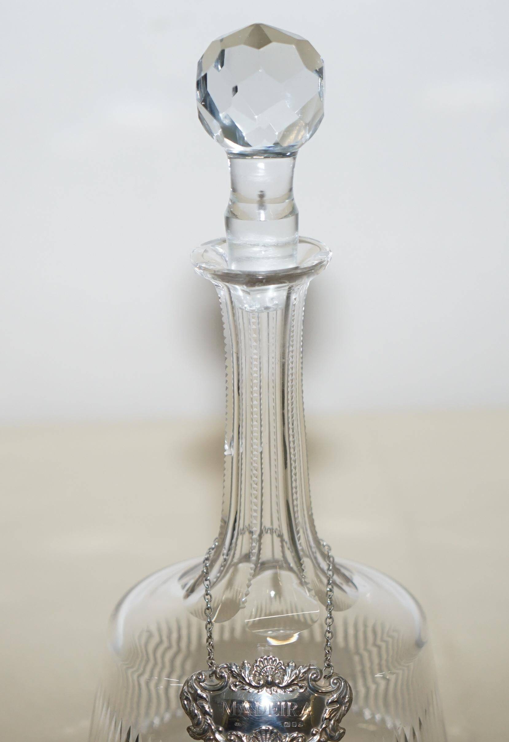 Antique Cut Crystal Carafe Sterling Madeira 1973