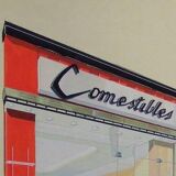 EDIBLE SHOP - ORIGINAL GOUACHE ARCHITECTURE -1950- R. COCHARD, PARIS