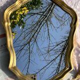 Vintage Golden Wood Carved Mirror in Louis XV Style