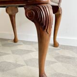 Grande table d'appoint en bois avec pieds en cabriole
