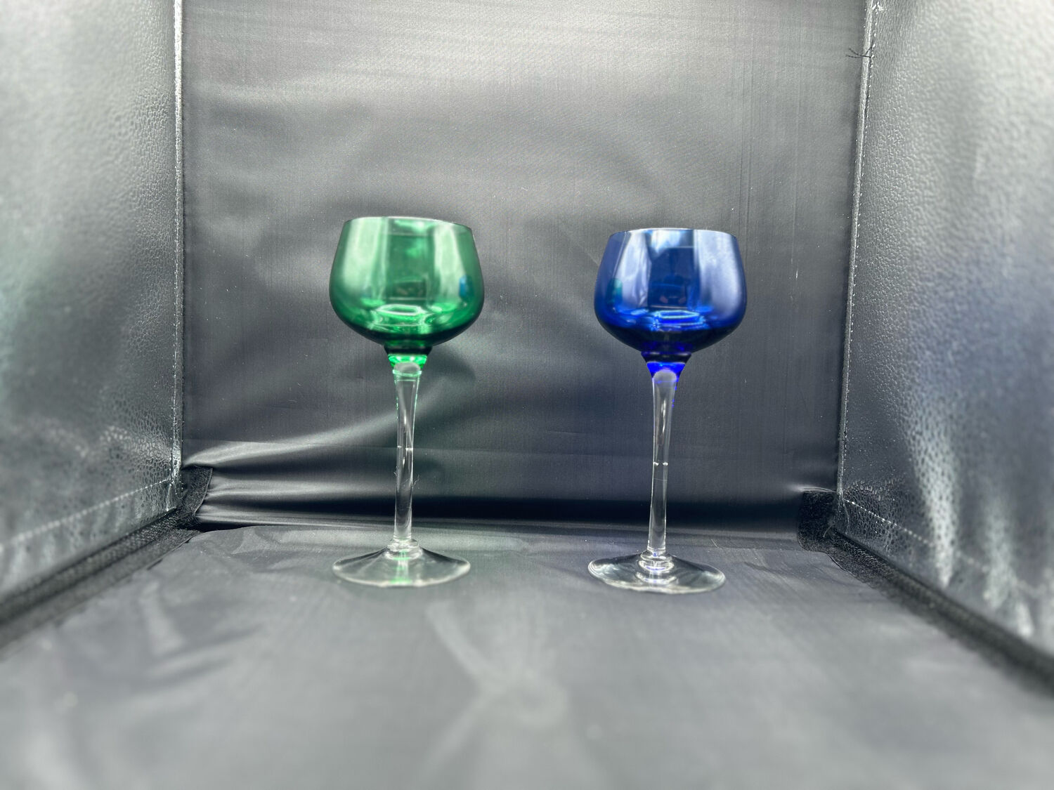 8 multicolored stemmed glasses