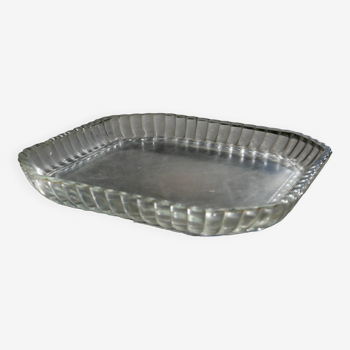 Vintage Ribbed Edge Glass Tray