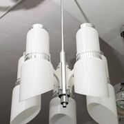 Vistosi Midcentury Italian Murano Glass and Steel "Incamiciato" Chandelier