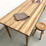 Ash table with spindle legs, solid beech and ash