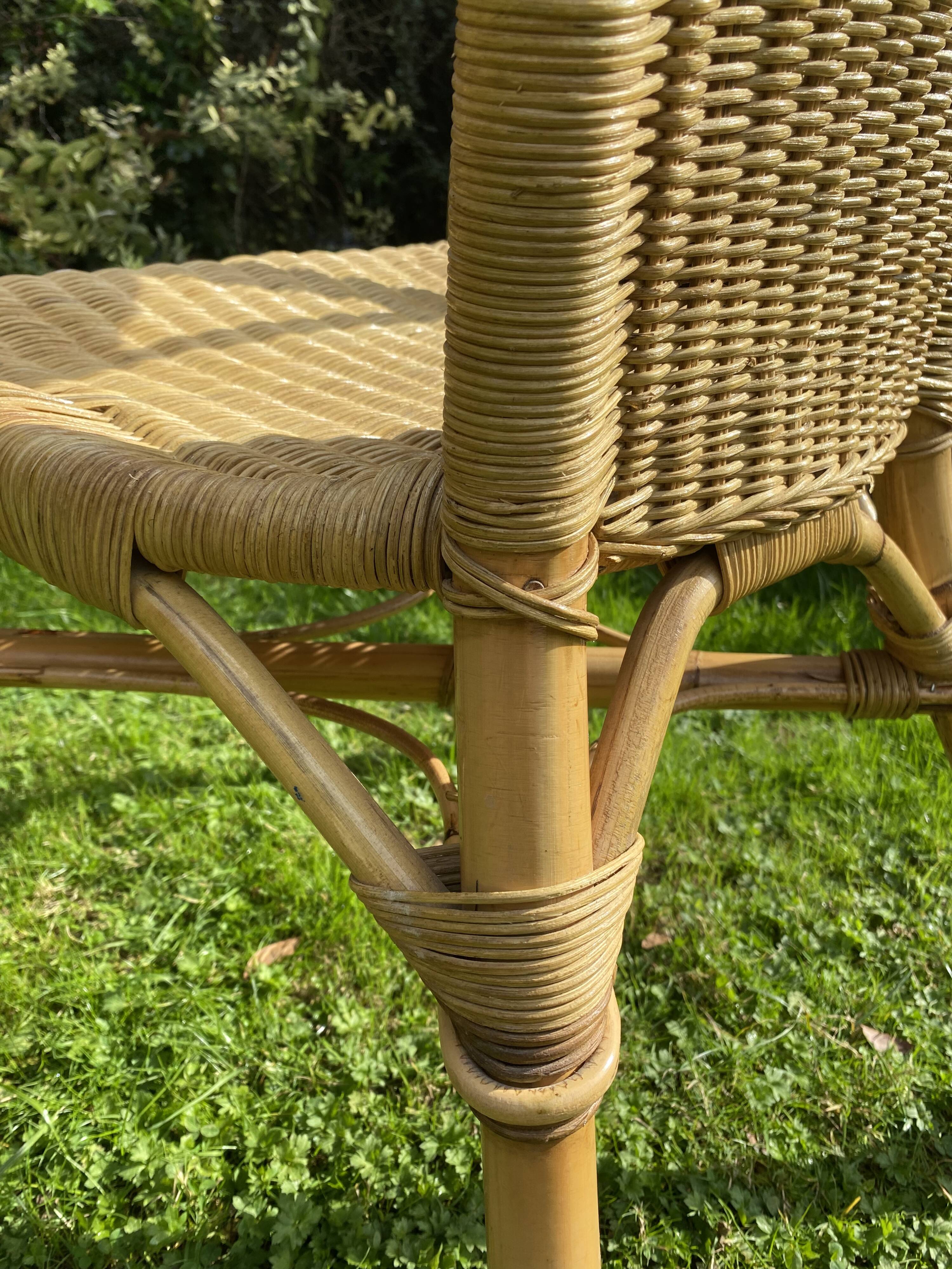 Vintage rattan and wicker armchair