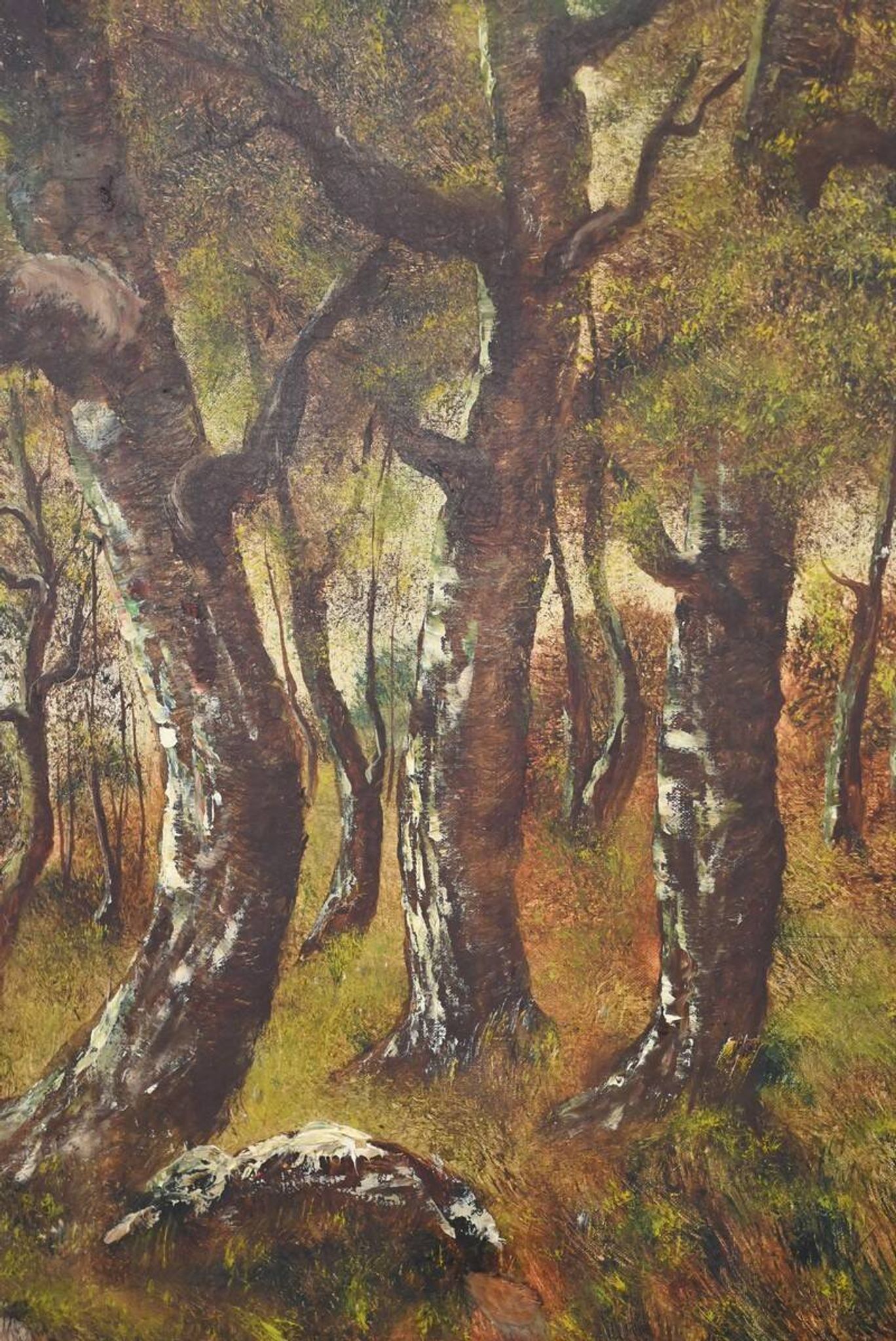 Important painting "Stroll in the Underwood", oil on canvas, signed L. Gourdon – 1896