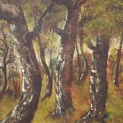 Important painting "Stroll in the Underwood", oil on canvas, signed L. Gourdon – 1896
