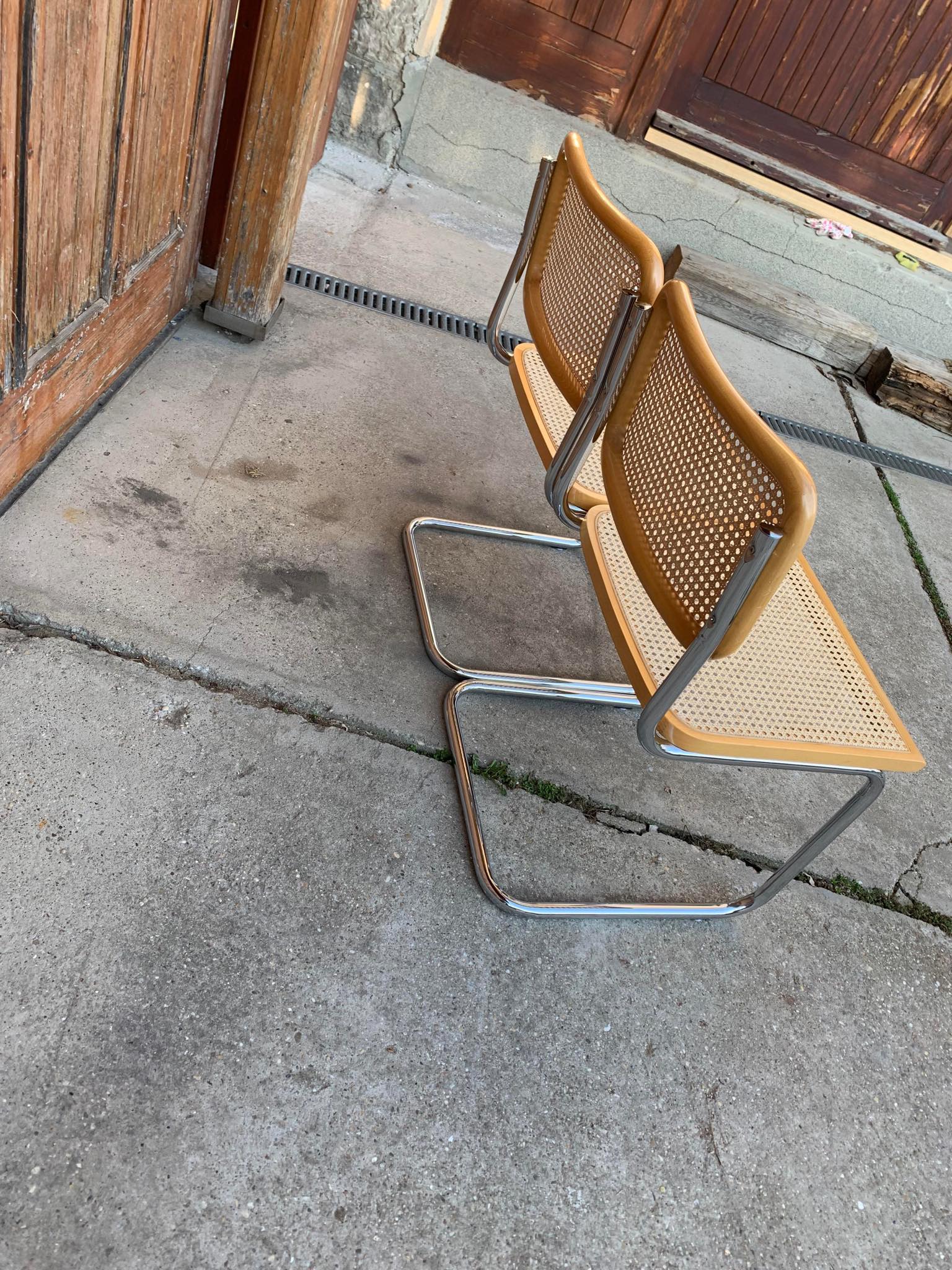 Pair of mid century Cesca chairs by Marcel Breuer