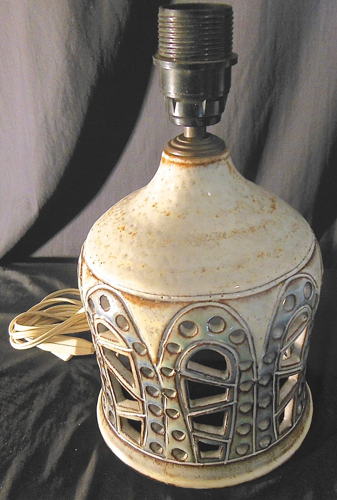 Enamelled ceramic lamp signed vieux moulin vallauris