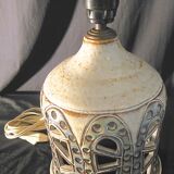 Enamelled ceramic lamp signed vieux moulin vallauris