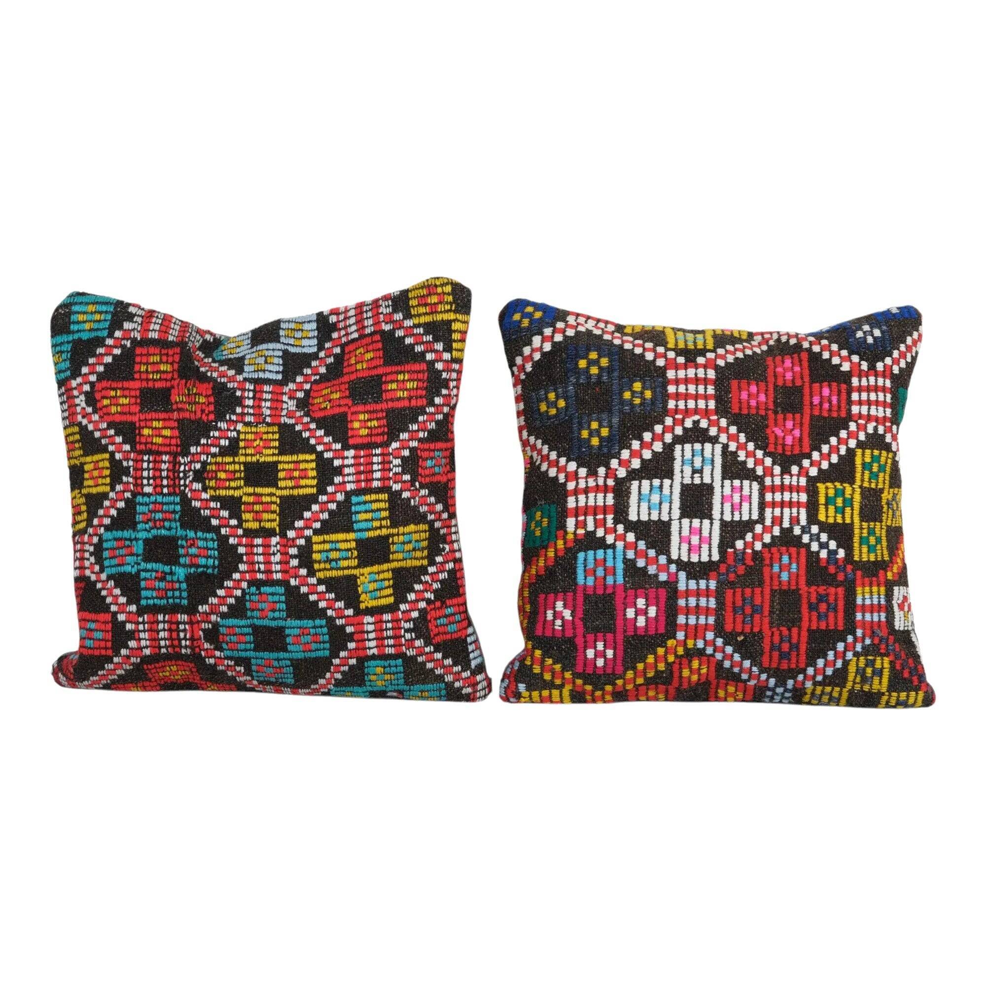 Set of 2 vintage kilim cushion covers 41x41 cm