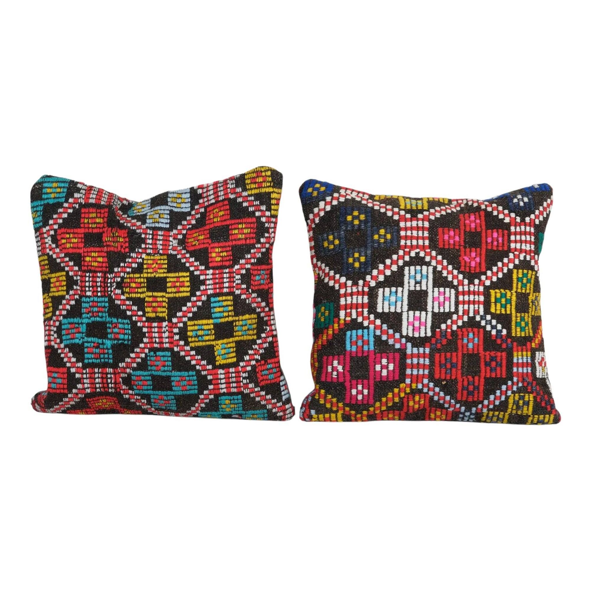 Set of 2 vintage kilim cushion covers 41x41 cm