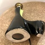 Vintage ceramic lamp in black and green - 1950s / 1960s - Handmade lampshade