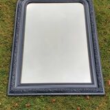 Old mirror Louis Philippe anthracite gray with pricked ice.