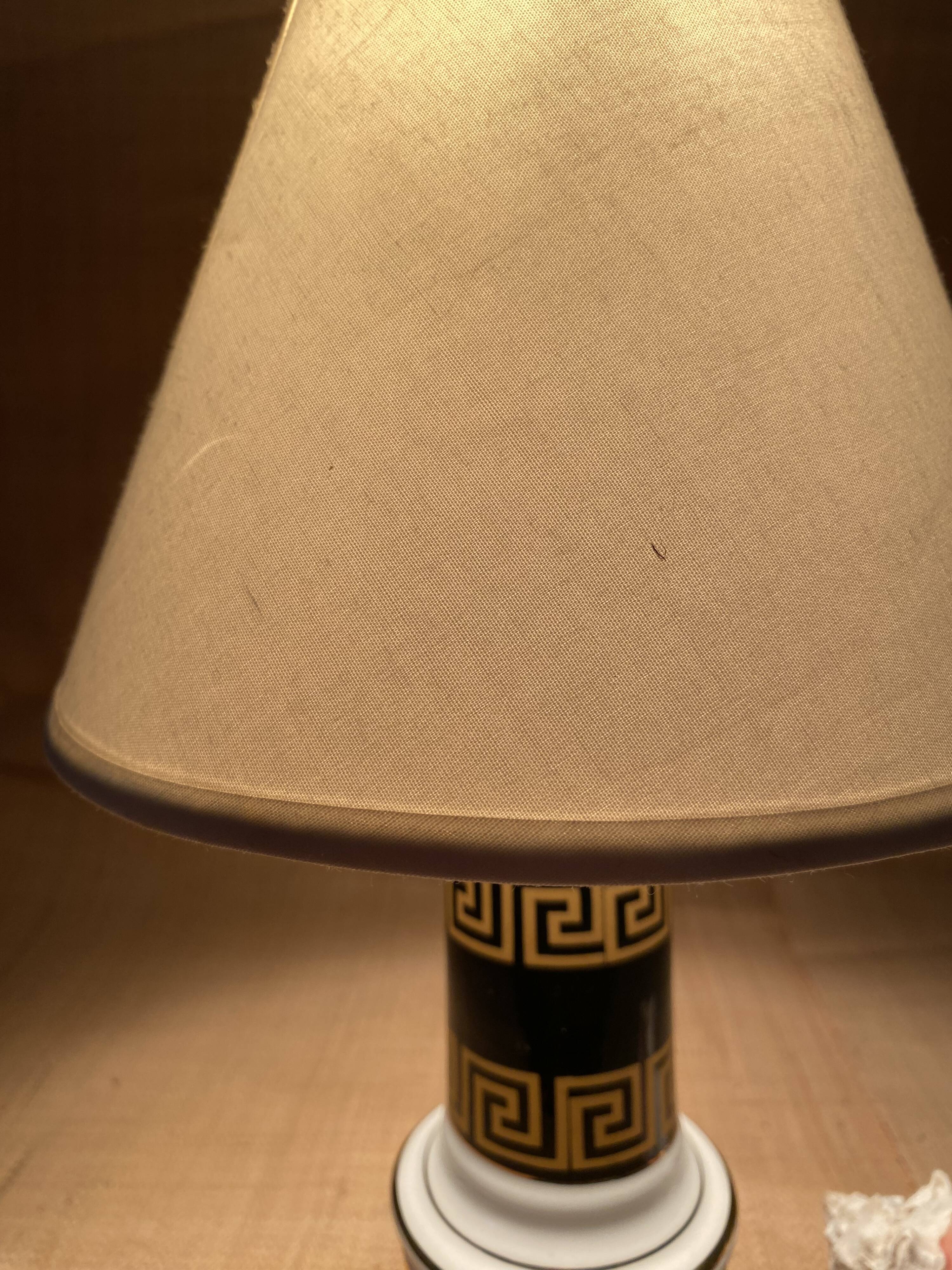 Ceramic lamp, new fabric cable, cotton lampshade.