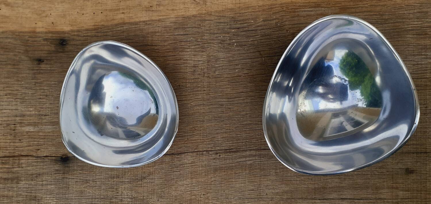 Pair of cast aluminum cups, 1970s