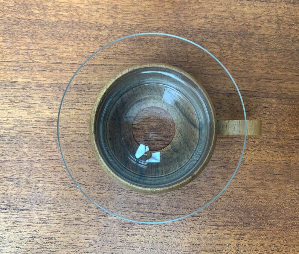 Mid-century wooden tea glasses, 1960s, set of 5