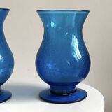 Pair of candle holders from the Biot glassworks, height 22 cm, diameter 15 cm.