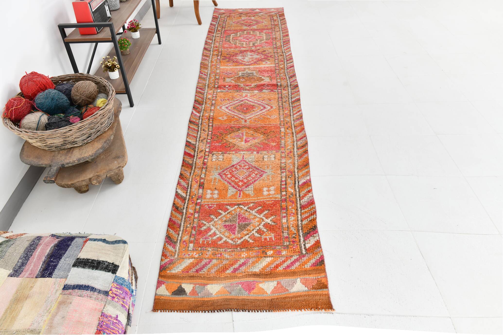 Orange Beige Turkish Runner Rug 80x369Cm SK 23759