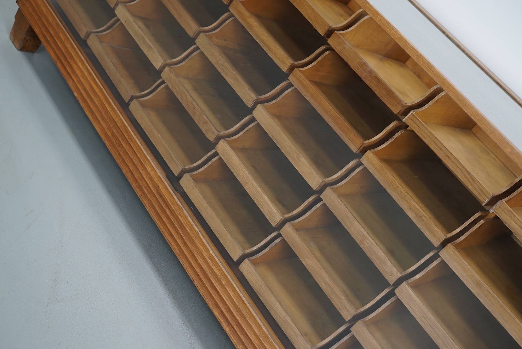 Antique British maple & oak haberdashery cabinet or shop counter, 1930s